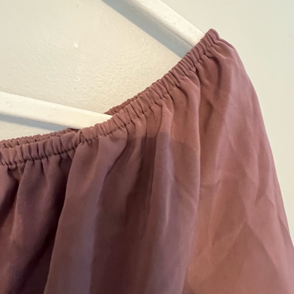 Tobi‎ Mauve Brown Off Shoulder Ruffle Tiered Bell Sleeve Crop Top Small - Picture 6 of 13